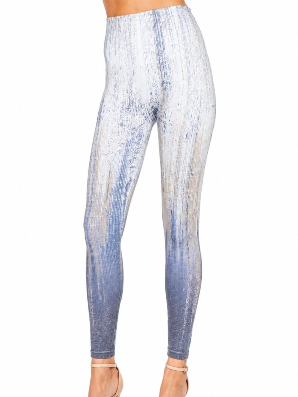 New M. Rena Subtle Rising Streaks Print Leggings. One Size
